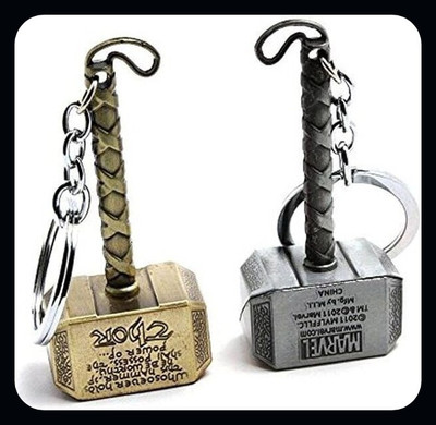 MAG BEE THOR Hammer (Mjollnir Gold & Silver)po 2 Keyring-kC423-Premium Key Chain