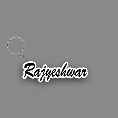 SY Gifts SYG Rajyeshwar Name Keychain White And Black Key Chain