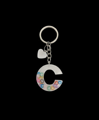 NEHIK ENTERPRISE Resin Keychain Letter Heart White Key Chain