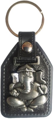 INFINITY Lord Ganpati keyring with Black Leather for men & women / boys & girl. Key Chain