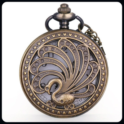 gtrp Vintage Pocket Watch Art Decor Peacock Keychain-A Key Chain