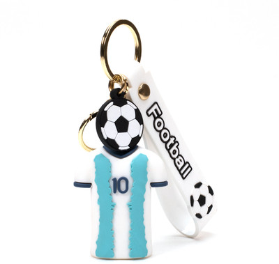 Daiyamondo Soccer Fan Love To Have this Messi White Jersey in 3D Rubber Keychain With Long Key Chain