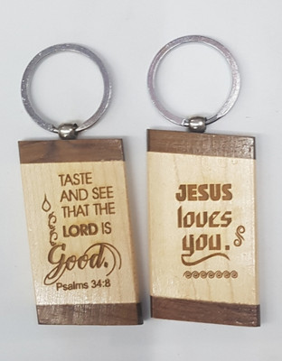 BLESSINGS Wooden Bible Set Of 2 Key Chain