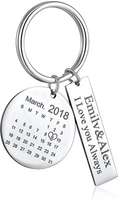 Myurawells Custom Date Engraved Message & Keychain Anniversary Birthday Memorial Gift Key Chain