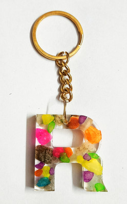 IG Crafter Ultra Shiny Multicolour Stone used R Alphabet Key Chain