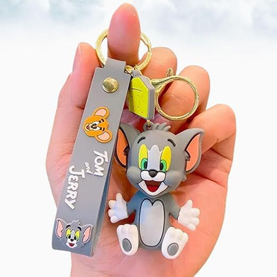 ABS TRADERS 3D Tom KeyChain 1Pc for Kids Adorable Cat Design Keyrings Key Chain