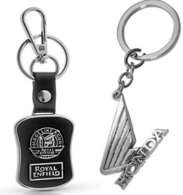 Jainsburys Combo of Royal Enfield Leather & wings Honda metal keychain Key Chain