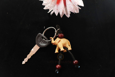 KC PRODUCTS Original White Sandalwood Elephant Key Chain upper Trunk 1 INCH Key Chain