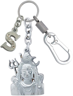 SHOKY LOOKS High Quality Lord Bholenath With S Letter Chrome Finishing Locking Hook Key Chain