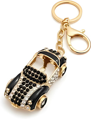 Go Vrinda Studio GVS Luxury Black Car Keychain | Key Holder with AD Diamond | Car, Bike & Home Key Chain