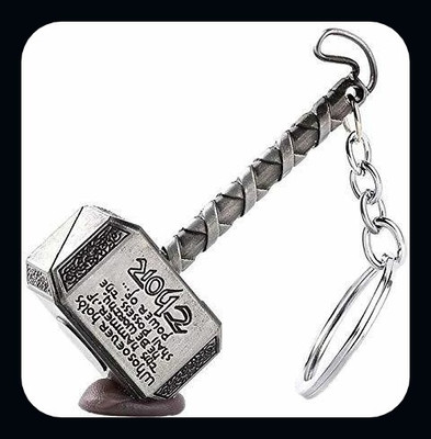 Meeko.com Thor Hammer Brass With Wording (Gold)_kk333 Key Chain