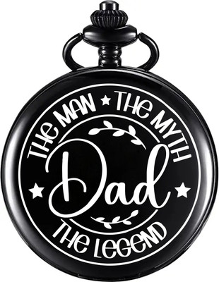 Tiny Tim Gandhi Style Dad - Man, Myth, Legend Engraved Fathers day Royal Pocket Watch Key Chain
