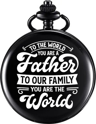 Tiny Tim Gandhi Style Father is World Engraved Fathers day Royal Pocket Watch Key Chain