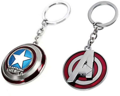 FLAMBE New Combo Of Captain America Avengers Rotating Shield Key Chain