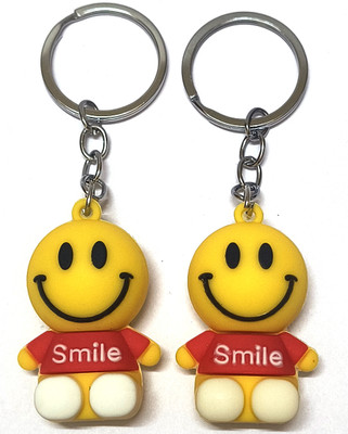 AYT Smiley Doll Couple Rubber Keycahins for Car/Bike/House/Wallet Key Chain