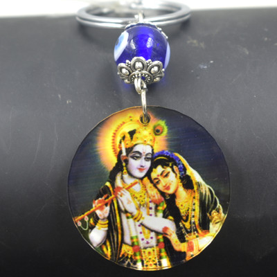 AFH Lord Gopal Radha Krishna Evil Eye Charm Protection Keychain for Men and Women Key Chain