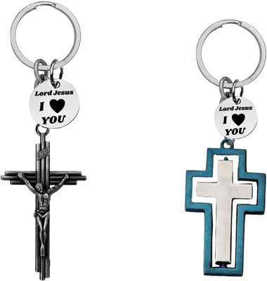 M Men Style Jesus Cross & Silver Hollow Cross Keychains SkeyCom670-677 Key Chain