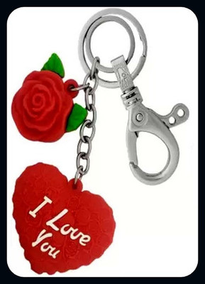 Meeko.com Hook With Red Rose Red Heart ( I Love You ) PVC Rubber Key Chain-A Key Chain