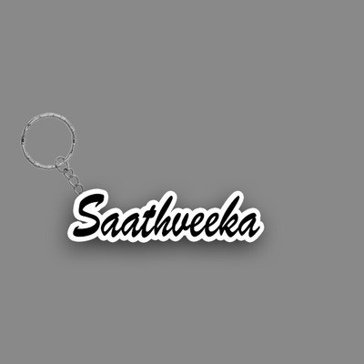SY Gifts SYG Saathveeka Name Keychain White And Black Key Chain
