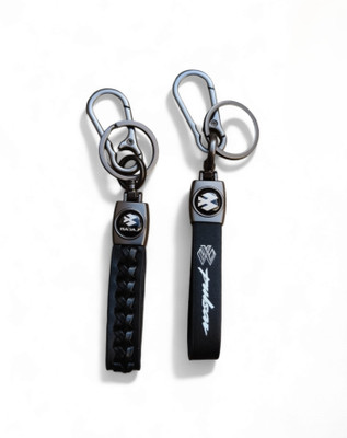 MYV Black Leather Keychain Compatible With BAJAJ | Pulsar Bike (Pack Of 2) Key Chain