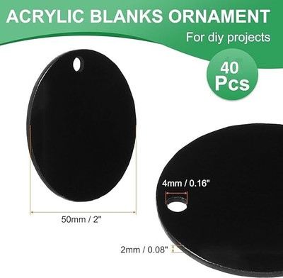 ANISTUFFs Acrylic Keychain Blanks – 40 PCS Clear Discs with Hole (3.5inch 3mm)black Key Chain