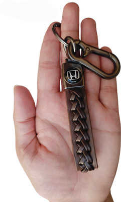 JNV Brown Leather Keychain Compatible With Honda Car Key Chain