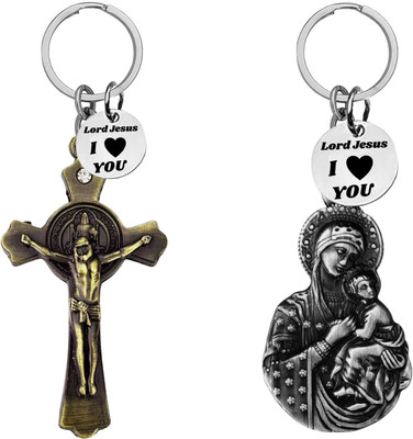 The Men Gift Jesus cross & Madonna with Child Jesus Keychains ShivkeyCom663-640 Key Chain