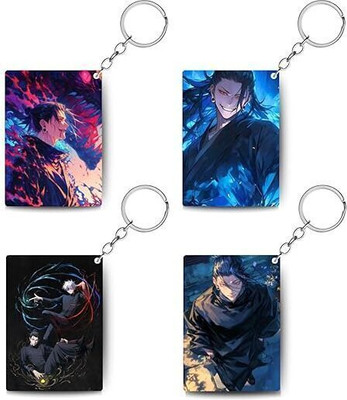 Gifting Domus Wooden Anime Keychains | Pack of 4, Colorful, Vibrant Samurai Zoro Mangas Key Chain