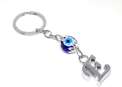 HiyaaV Turkish Evil Eye Gift Keyring For Bike Car Home Men Women Girls Boys Alphabet E Key Chain