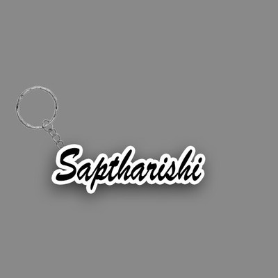 SY Gifts SYG Saptharishi Name Keychain White And Black Key Chain