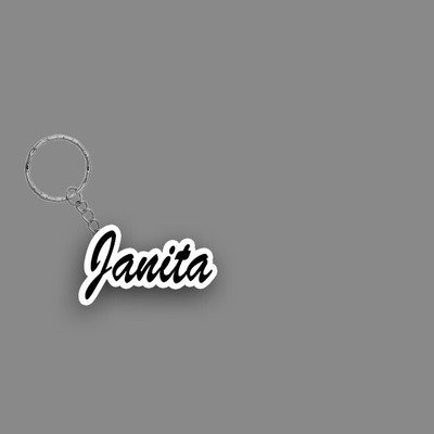 SY Gifts SYG Janita Name Keychain White And Black Key Chain