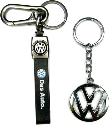 FLAMBE Das Auto Leather Belt Keychain Steel Logo Pack Of 2 Key Chain