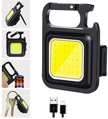 AVNAM LED Small key chain Bright Flashlight COB 3Type Light Mode 500 MAH LED Front Light(Black)