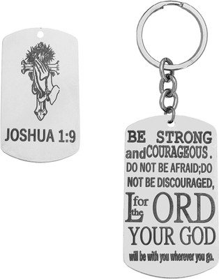 Sullery Men's Keychain Joshua 1:9 Crucifix Dog Tag SulleryLCSKey202334 Key Chain
