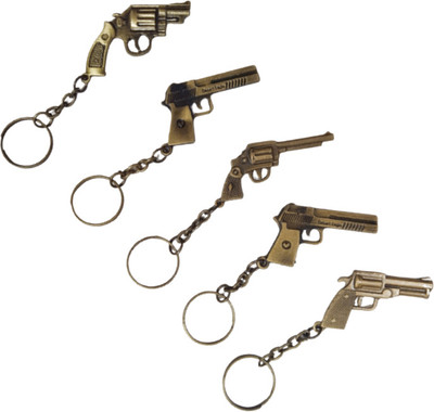 Newview BROWN 5 DIFFERENT GUN PISTOL AND REVOLVER GUN KEYCHAIN Key Chain
