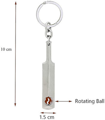 VSS Stainless Steel Elegant Bat with Ball Metal Keyring for Cricket and Sports Lover Key Chain