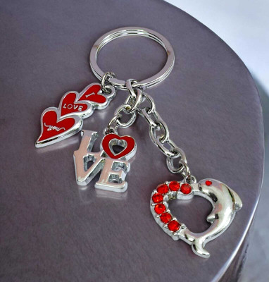 AMANVANI Red Heart Love Couple Keychain/Bag Pendant/Valentine Keychain Key Chain