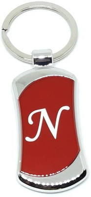 Augen Alphabet Letter N Metal Initials Car/Bike Gifting Anti-Rust (Pack Of 1) - 4 Red Key Chain