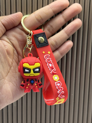 Aneka Iron Man design - Red Soft Silicon 3D rubber Bag charm for Gifting Key Chain
