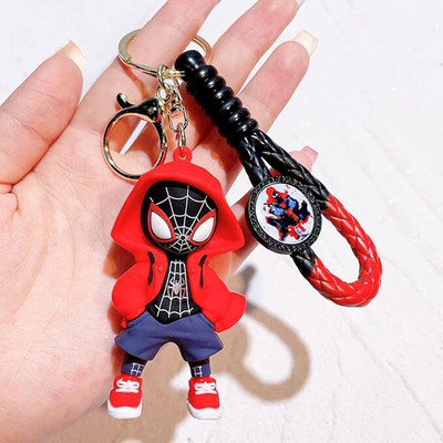 GKM Super Hero Spider Man Avengers 3D Rubber Silicone With Lanyard Keychain(Type-5) Key Chain