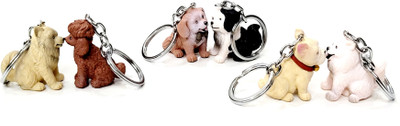 ADOREAL Cute Puppy Couples Keychain Set Dog Key Ring Pack Of 1 Pair For Valentines Day Key Chain