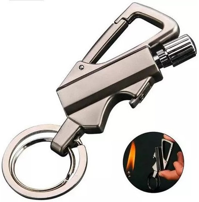 ASTOUND Waterproof Cigarette Lighter Keychain Bottle Opener Flint Match Sticks Pocket Lighter(Grey)