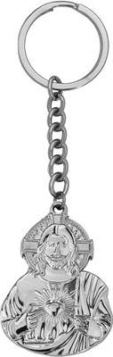 M Men Style Christian Christ Cross JesusSilver Keychain SKey2022296 Key Chain