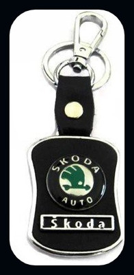 BBG BBG_Skoda Leather Imported Chome Plated Locking Carabiner Car Logo Key Chain-A Key Chain