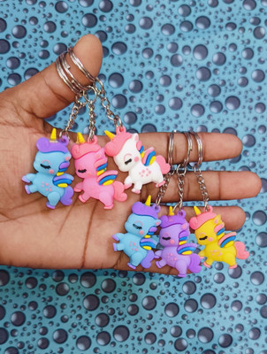 Taars Unicorn 3D Key Chain Metal Key Ring Men Woman Kids Silicone KeyChain, Pack of 12 Key Chain