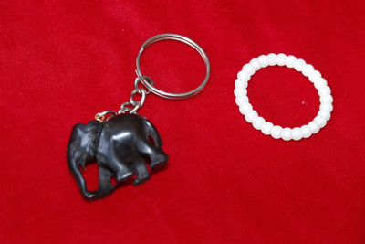 KC PRODUCTS Karungali Elephant Keychain 1 inch down trunk , Ebony Wood Elephant Keychain Key Chain