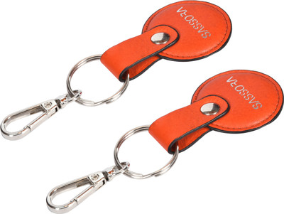 Sassora Genuine Leather Round Shape Key Holder Gift Set - Pack Of 2 Key Chain