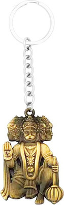 JELECTRICALS Premium Golden Panchmukhi hanuman Ji key ring For Bike and Car Key Chain