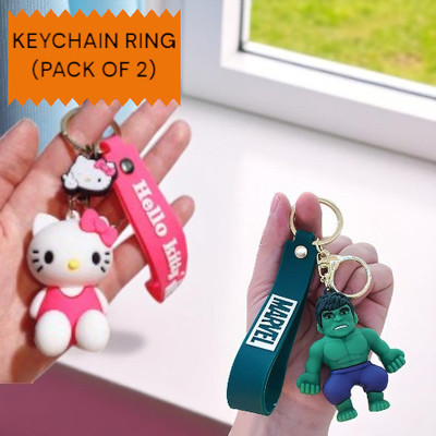 CoverLelo Hello Kitty & Hulk Cute Silicone 3D Key Chain with Metal Hook Key Chain Key Chain