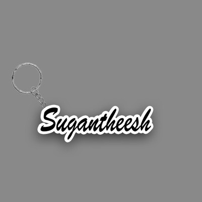 SY Gifts SYG Sugantheesh Name Keychain White And Black Key Chain
